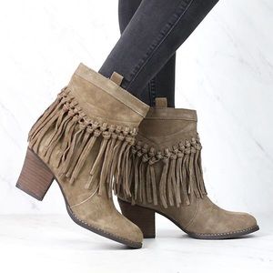 SBICCA Leather Fringe Bootie